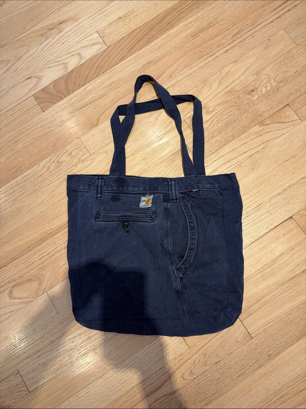 Carhartt Navy Canvas Tote with Front Zip Pocket and Dual Straps